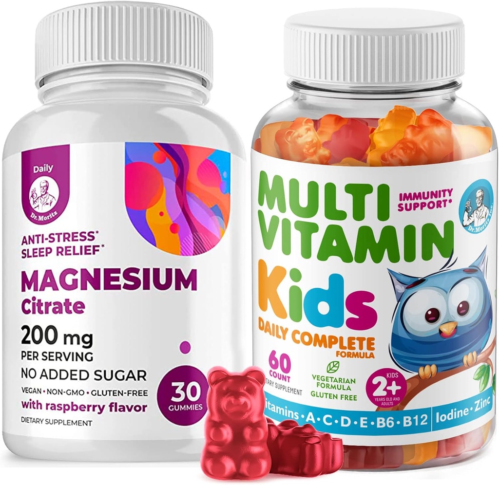 Діти Multivitamin Gummies 14 Ефірні вітаміни та магнію Gummies Sugar-Free - Щоденне доповнення Вітамін A,C,D,E Вегетаріанський B6&B12,Zinc,Біотин з без цукру магнію Calm Chews для дітей та підлітків
