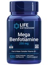 Life Extension Mega Benfotiamine, 250 mg, a fat-soluble form of thiamine, healthy metabolism, ultra-bioavailable vitamin B1, high potency, gluten-free, non-GMO, vegetarian, 120 capsules