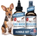 PetSilver - Wound & Skin Spray (4 fl oz) e Ear Wash (8 fl oz) con brevetto Chelated Silver - Wound Care, Hot Spot, & Itch Relief Spray - Ear Cleaner & Treatment for Cats and Dogs - Made in USA