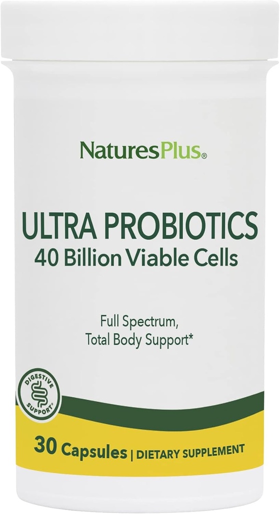 NaturesPlus Ultra Probiotics - 30 Vegan Kapseln - Full Spectrum Total Body Support - Includes Prebiotic Acai - 30 Serviers