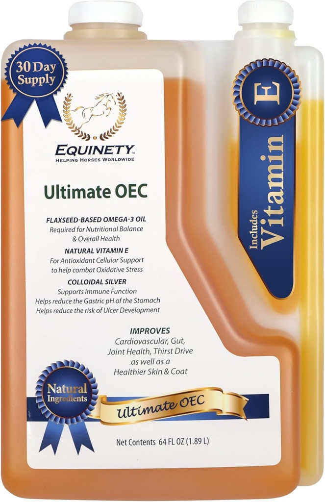 Ultimative OEC Pferde-Ergänzung – Omega 3, Vitamin E, Flaxseed Oil for Horses – Coat Defense, Joint & Hoof Support – Vet-Approved Equine Oil for Healthy Weight, Muskel & Recovery