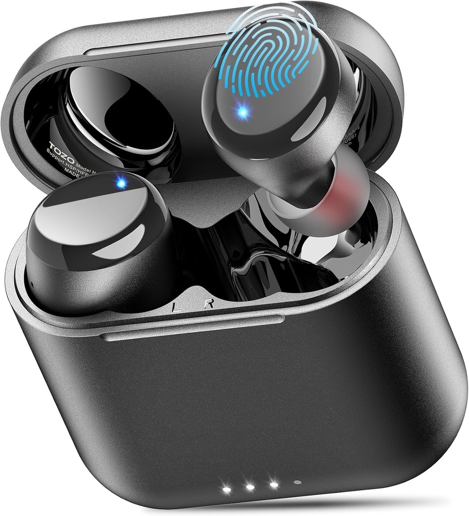TOZO T6 Wireless Earbuds, Bluetooth 5.3 Ušné pupočníky, Stereo zvuk v ušných slúchadlách, 50 hodín Playtime, Wireless Charging Case, APP Prispôsobiteľné EQ, IPX8 Nepremokavé slúchadlá