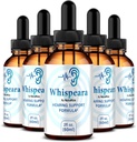 (5 Pack) Whispeara Drops - Whispeara ofiziala entzumen, foku eta errendimendu osasuntsuari laguntzeko, Whispeara entzumen naturalaren euskarriaren formula, Premium Whispeara Gotas Review (150 zerbitzatu)