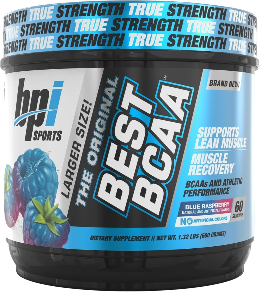 BPI Sports Best BCAA - BCAA Toz - Branched Chain Amino Acids - Muscle Recovery - Muscle Protein Synthesis - I Artan Performans - Hydration - Blue Raspberry - 60 Xidmət - 21.12 Oz