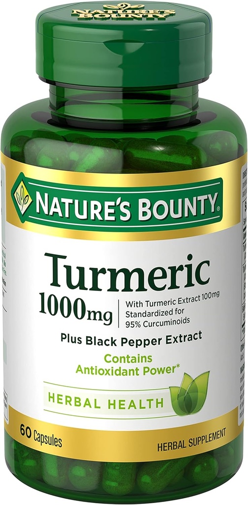 Nature's Bounty Turmeric with Black Pepper Extract, toetab antioksüdantide tervist, 1000mg, 60 kapslit