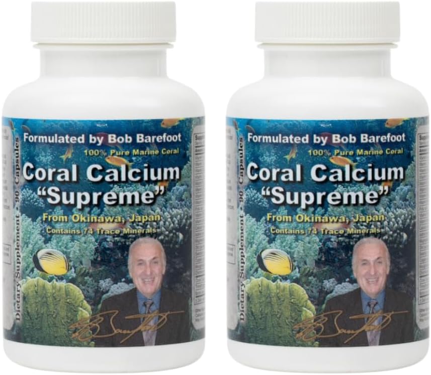 Bobs Best Coral Calcium Supreme I 100% Pure Marine Coral, 74 Trace Minerals I 90 Capsules, Pack of 2