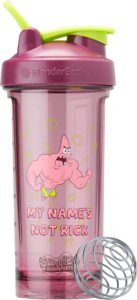 BlenderBottle Spongebob Shaker Flaske Pro Series Perfekt for proteinshake og pre trening, 28-Ounce, rød, Mitt navn ikke Rick