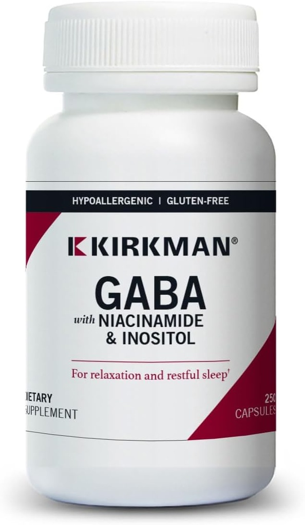 Kirkman - GABA với Niacinamide & Inisitol - 250 Capsules - Hỗ trợ thư giãn - Hỗ trợ nghỉ ngơi - tạo dị ứng