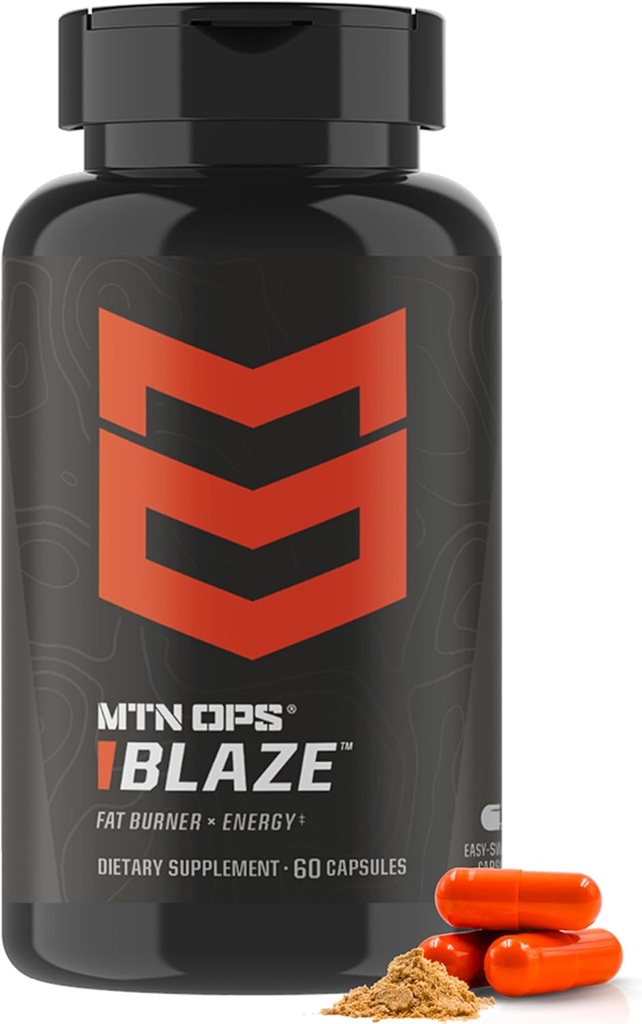 MTN OPS Blaze Fat Burner & Thermogenic Metabolisme Booster per a Pesos Loss, 210mg of Cafeine per Servint Cafeine Pils per a l'Energia Boond, 30 Servings