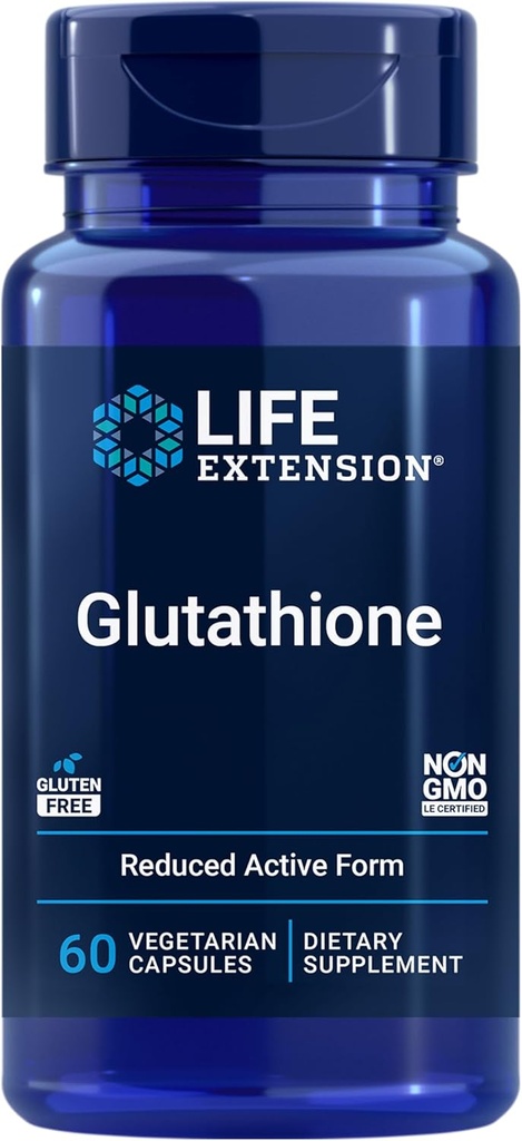 Life Extension Glutatione 500 mg - Glutatione kapszula, antioxidáns kiegészítés, oxidatív stressz, aktív redukált forma - gluténmentes, nem-GMO, vegetáriánus - 60 kapszula