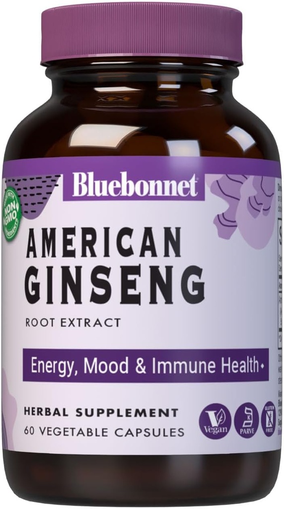BlueBonnet American Ginseng Root Extract Supplement, 60 Greve