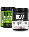 Jacked Factory Nitrosurge Pre-Workout in Green Apple & BCAA in Fruit Punch for Muscle Building and Recovery