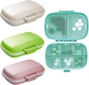 4PCS Travel Pill organizētājs, 8 iecirkņi Portable Pill Case, Small Pill Box kabatām Purse Portable Medicine Vitamīnu konteineru (Green+Blue+Pink+Beige)