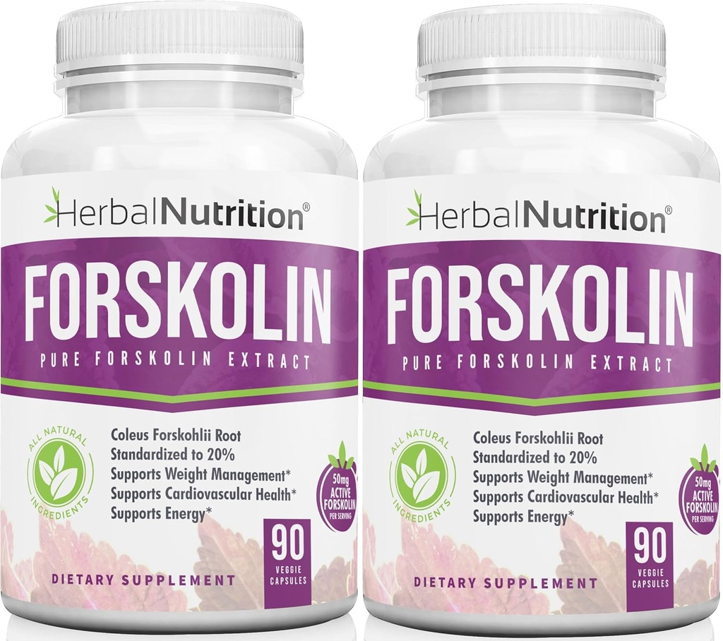 Forskolin para a perda de peso, 250mg-500mg Max forza Forskolin Dous paquetes 90 botellas de conta, 20% Extracto de forskolina pura, dieta ideal e atletas de Fórmula.