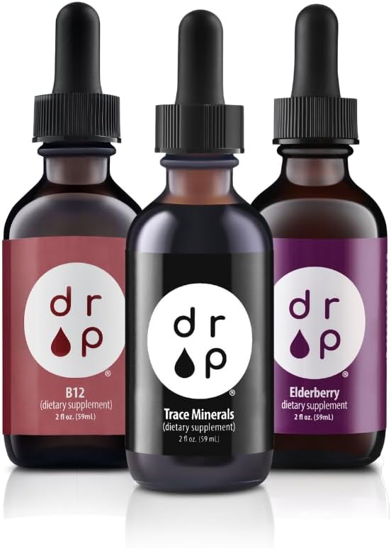 Drop Supplements Organic Trace Mineral Drops, Elderberry Drops och vitamin B12 Drops Bundle
