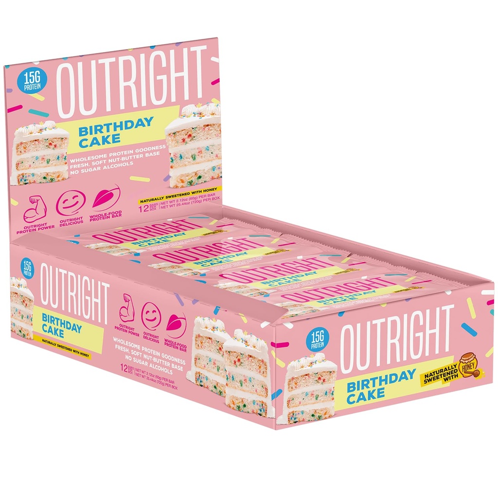 Bars - Birthday Cake Peanut Butter - whole Food Protein Bar - No Sugar Alcohols - MTS Nutrition (12 count)