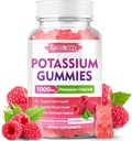 Potassium Gummies, Potassium chloride 1000mg cho người lớn, Sugar- Free Potassium hỗ trợ điện tử cán cân và chân cán cân phụ nữ, Raspberry Flavor, 60 bá tước