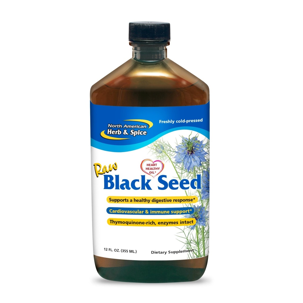 NORTH AMERICAN HERB & SPICE Black Seed Oil - 12 fl oz - Digestive & Immune Support - Contains Oreganol P73 Oregano Oil & Rosemary Oil - Non-GMO - 72 Servings