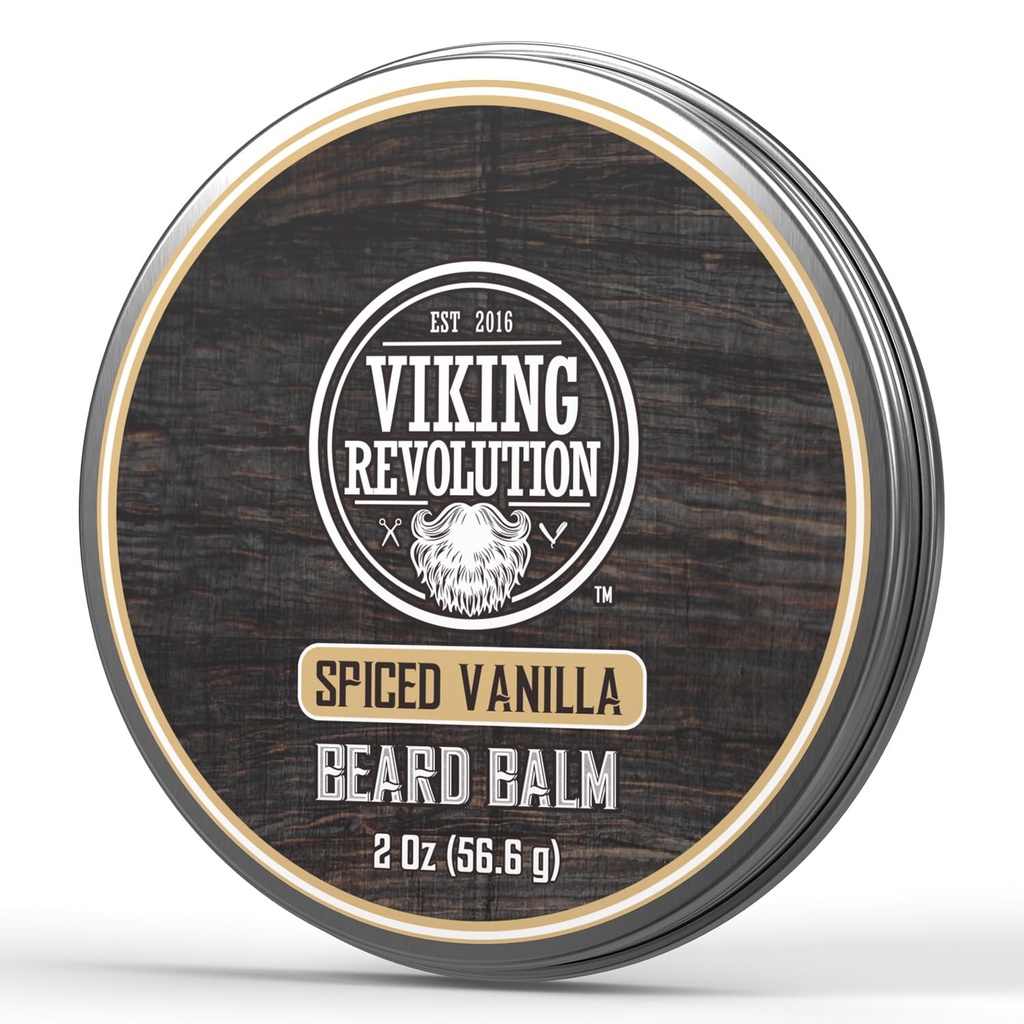 Revolusi Viking Spiced Vanilla Beard Balm - Beard Butter with Argan Oil, Beard Softener for Men with Jojoba Oil - Beard Moisturizer for Men with Beeswax - Beard Wax for Men (2oz, 1 Pack)