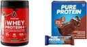 Six Star Elite 100% Whey Protein Plus Triple Chocolate 1.8lbs and Pure Protein Chocolate Deluxe Protein Bars 12 Count Pack