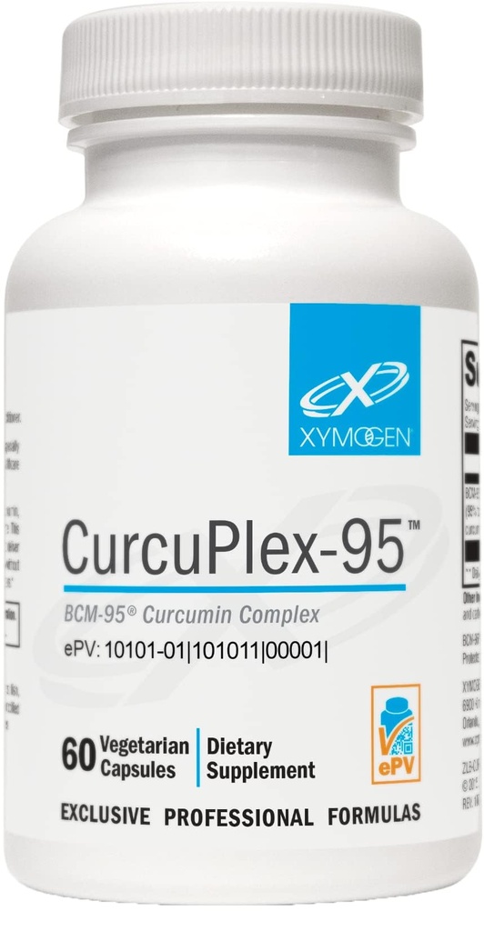 XYMOGEN CurcuPlex-95 - Turmeric Curcumin Supplement for Daily Brain Support* - Enhanced Bioavailability - Non-GMO, Gluten-Free, Vegan - 60 Capsules