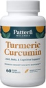 Pattern Wellness Turmeric Curcumin  по 1300mg по 95% Curcuminoids с BioPerine® Black Pepper по избор, Cognitive & Information Support по поръчка.