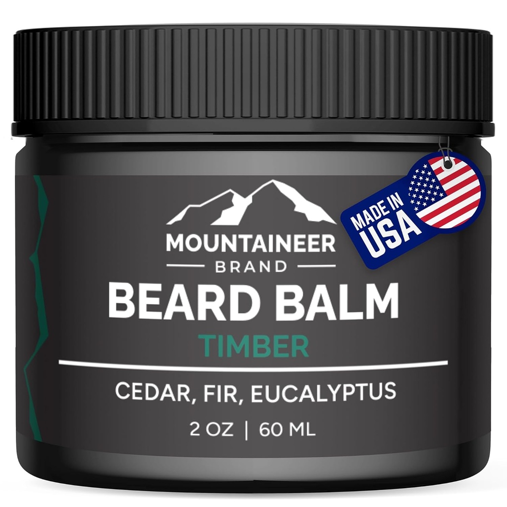 Dağlıq Marka Natural Beard Balm ilə Timber Scent ilə Qırmızı Qırmızı Qarışığıda / Kişilər üçün Beard Butter: Kondisioner / Hitanlar, Softens və Tames / West Virginia / 2oz