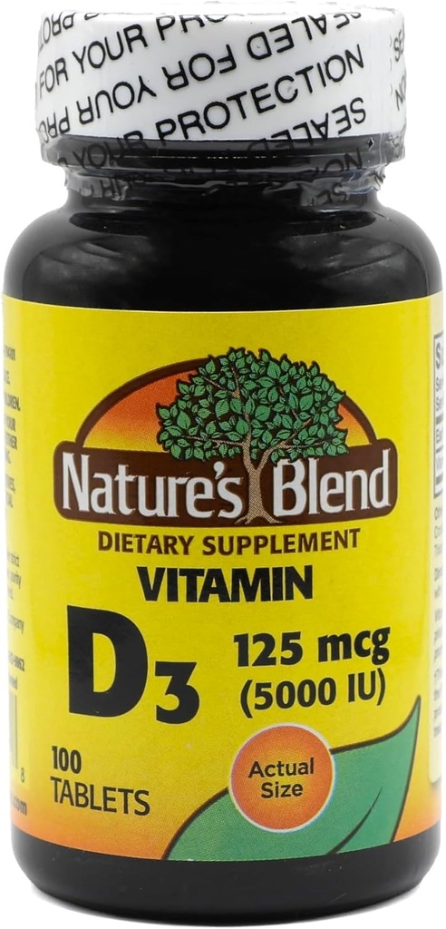 Nature's Blend Vitamin D3, 5000 IU 100 Tablets