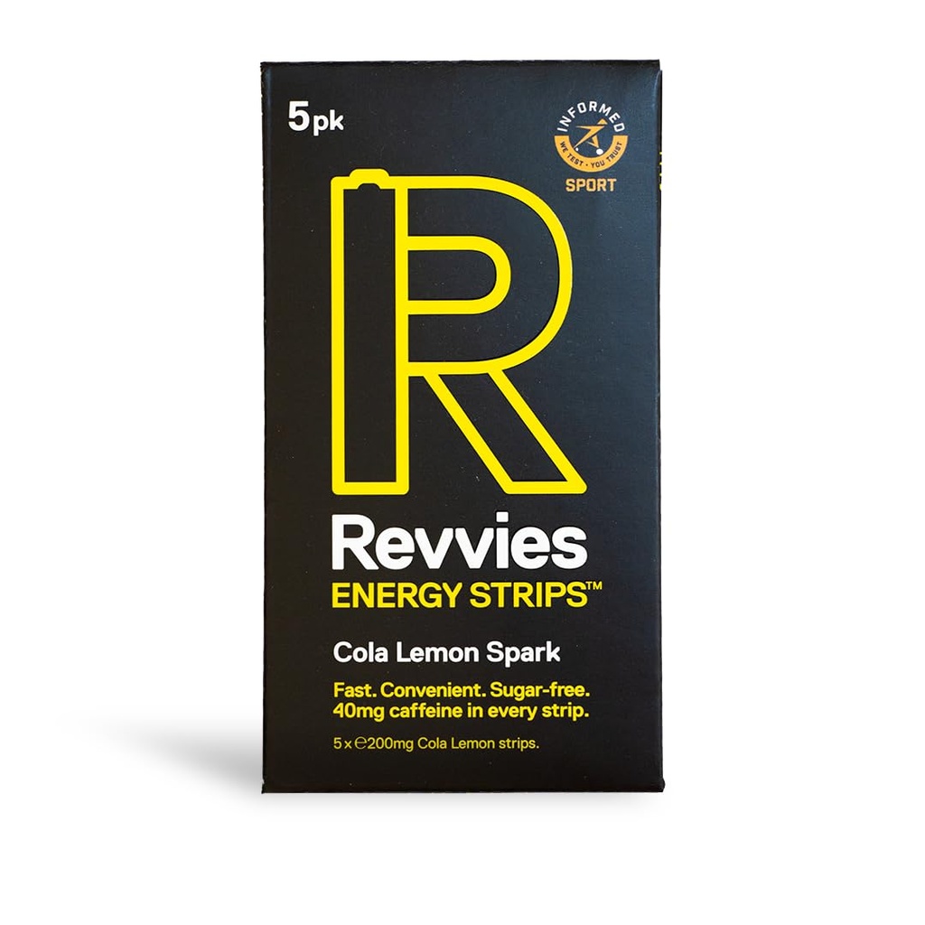 Revvies Energy Strips ou Cola Lemon 50 tiras ou 40mg Caffeine Strip ou 2 tiras = café/bebida energética