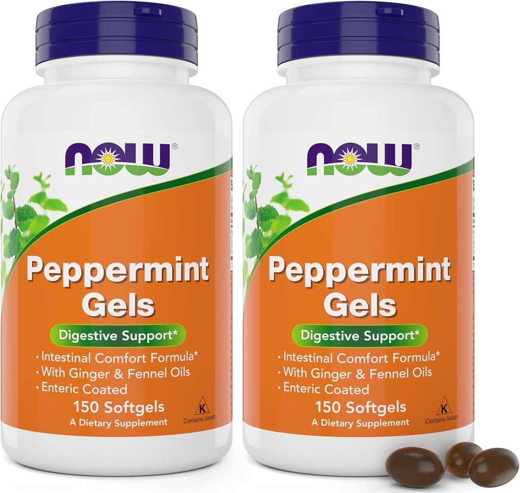 Teraz Peppermint żele z oleju imbirowego i oleju koprowego, 150 Softgels (Pack of 2), Enteric Coated