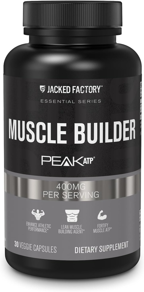 Ge Jacked Factory Essentials Muscle Builder - ATP Muscle Builder voor mannen met Peak ATP ter ondersteuning van spierwinst, verbetering van de atletische prestaties, & verhoging van de sterkte - 30 capsules