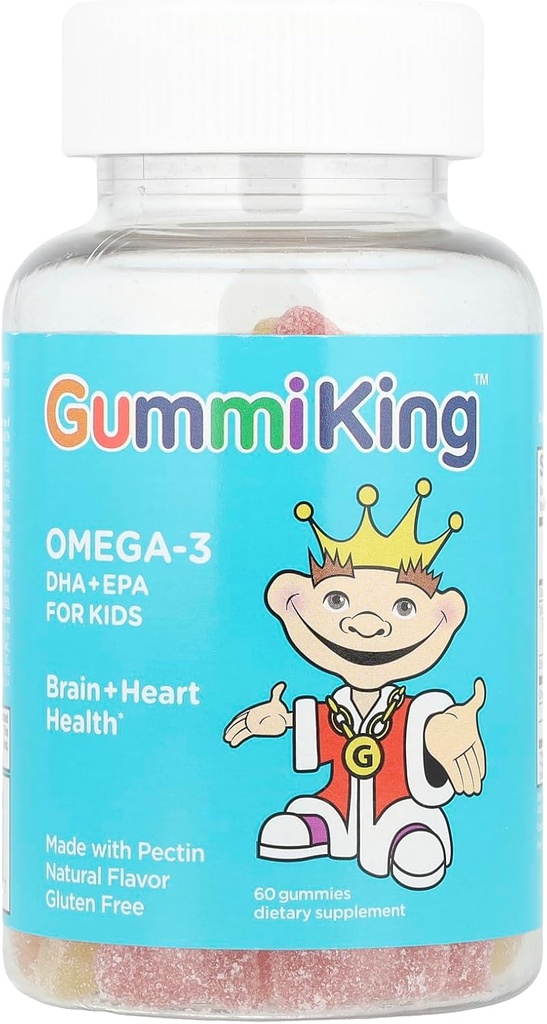 Gummi King DHA Omega-3 dodatek, Lemon / Orange / Strawberry, 60 Počet