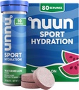 Nuun Sport Electrolyte Tablets with Magnesium, Calcium, Potassium, Chloride " Sodium, Gluten Free " Vegan, Watermelon, 8 Pack (80 Servings Total)