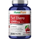 NusaPure Tart Cherry Capsules, 1000 mg, 200 Veg Capsules (Non-GMO, Vegan)