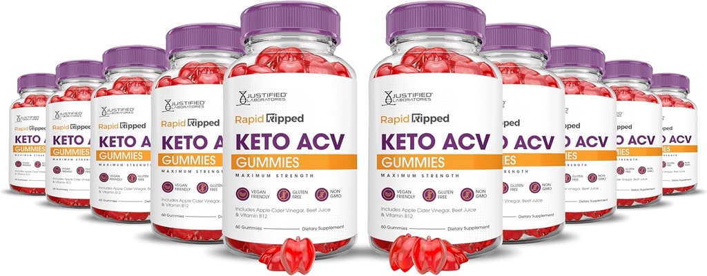 (10 пакет) Швидкий розірвав Keto ACV Gummies Advanced Formula 1000MG Rapidripped Keto Gummies Apple Cider Vinegar Сформульований порошком з гранатометом B12 Vegan Non GMO 600 Gummys