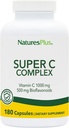 NaturesPlus Super C complicated - 180 Capsules - 1000mg vitamin C + 500mg Bioflalonoids - Vegan, Gluten Free - 90 phục vụ