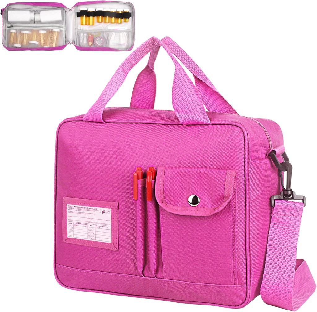 Medisin Pill Flaske Organizer Bag, Stor Reise Pill Case Box og Oppbevaring, Låsbare Vitaminer Pill Carrier for Drug, Fiskeolje, Medisinske forsyninger (Pink)