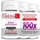 CLINICALLY Proven (3-Month Supply) Brain Supplements with Anti Aging, Memory Pills, Omega 5 Pomegranate Supplement, 3 Bottles 60ct Each