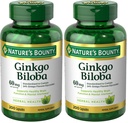 Nature's Bounty Ginkgo Biloba, Supports Healthy Brain Function, Herbal Supplement, 60 Mg, 200 Capsules (Pack of 2)