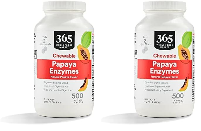 365 by Whole Foods Market, Papaya Enzymes, 500 Chews (Pack of 2)