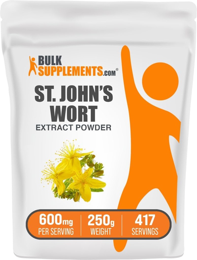 BulkSupplements.com Extract de sunătoare Sf. Ioan - Sf. Ioans Suplimentul de Wort, Suplimentul Herbal pentru Mood - Vegan & Gluten gratuit, 600 mg per Serving, 250g (8,8 oz) (Pachet de 1)