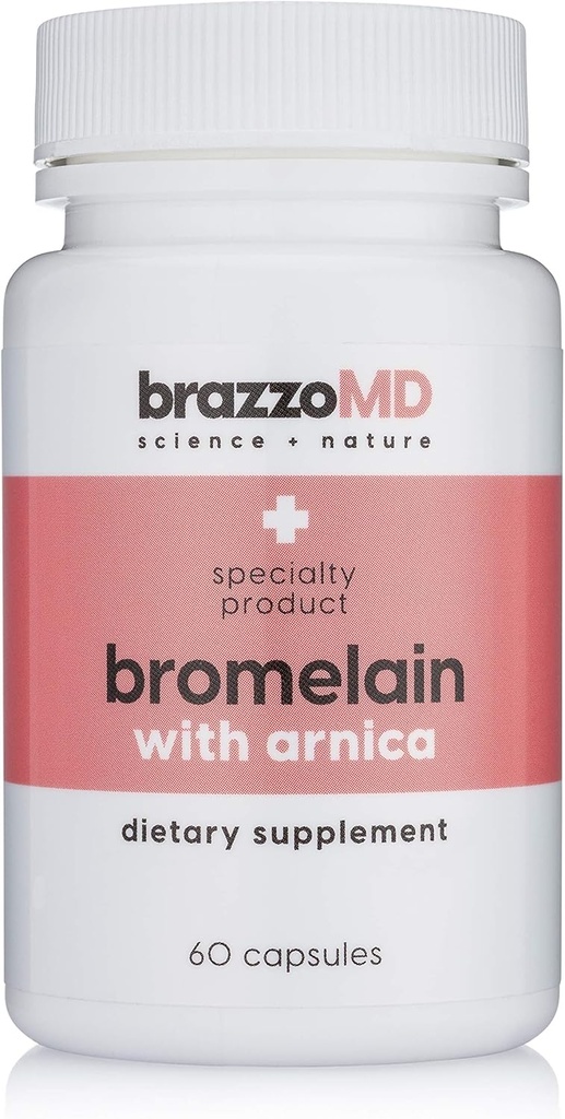 brazzoMD Bromelain with Arnica - Dietary Supplement - 60 Capsules