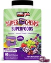 FORCE FACTOR Kids Superfood Super Chews, Kids Vitaminen C & D, Immune Support Supplement met Antioxidant Ondersteuning van poederfruit & Veggies, 2-maand levering, Zeer Berry Grape Flavor, 60 Zachte Kauwen