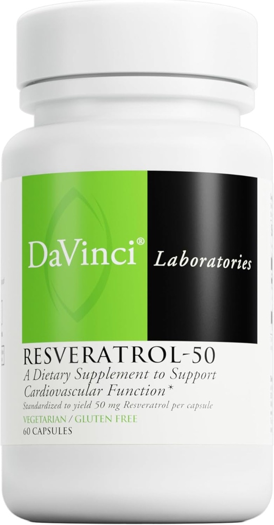 DavinCI Labs Reseveratrol-50 - ช่วยสนับสนุนระบบอิมเมียน สุขภาพกระดูกและสุขภาพจิตกับ Reseveratrol * - Gluten-free & Gioberian - 60 Capsuls