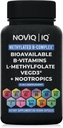 11-in-1 supliment B-complex metilat: 680mcg L-metilfolat (3,5-MTHF) tiamină (B1) Riboflavină (B2) Piridoxal (B6) metilcobalamină (B12) - VegD3® + Nootrops - 1,100mg+ Servire - 60 Conte