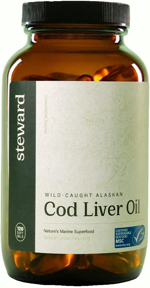 STEWARD - Wild-Caught Alaskan Cod Liver Oil 120 Softgels | Omega-3's EPA, DHA, DPA and SPMs + Natural Vitamins A & D