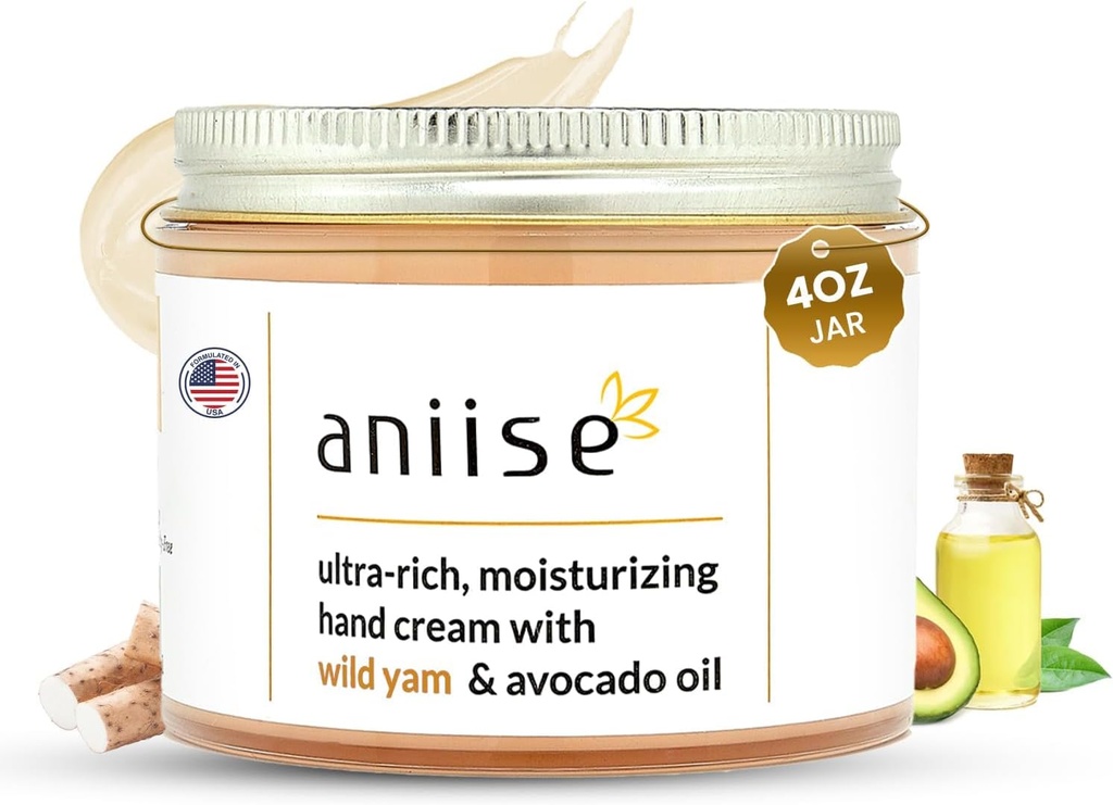 Wild Yam Hand Cream with Avocado Oil – Moisturizing & Hydrating Cream for Soft, Smooth, Youthful Hands – Fights Dryness – Vegan, Cruelty-Free – 4 fl oz (120 mL)