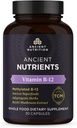 Ancient Nutrition Vitamin B12 Supplement, Stöder Energi Metabolism och Nervous System Health, Adaptogenic Herbs, Enzyme Activated, Paleo & Keto Friendly, 30 kapslar