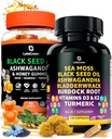 Sea Moss капсули + масло от черно семе Gumies Bundle, 60 Черно семе Gumies + 120 Sea Moss Хапчета, Natural Defenses Поддръжка с витамини и Multi Minerals Допълнение Bundle