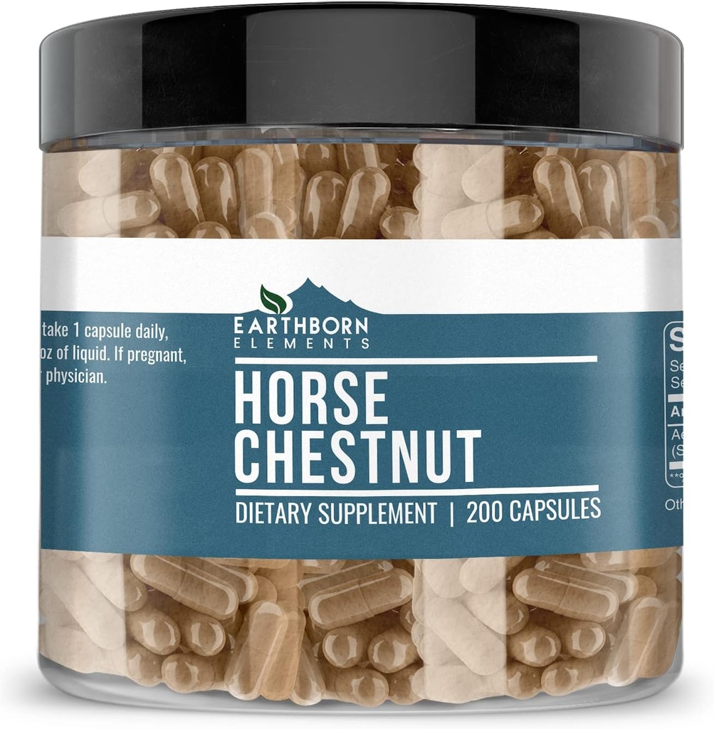 Éléments terriens Châtaigne de cheval 200 capsules, pures et non diluées, sans additifs